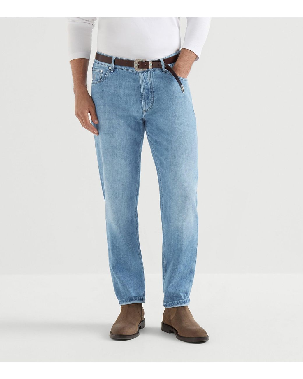 Brunello Cucinelli Blue Lightweight Straight Jeans for men