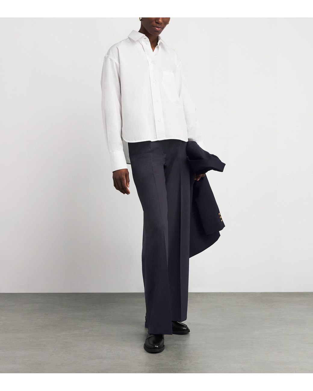 Sandro Blue Wool-Blend Straight Leg Trousers