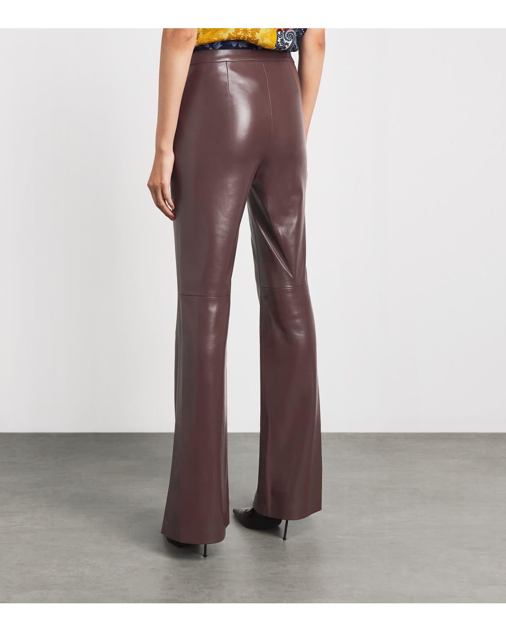 Alice + Olivia Brown Faux Leather Lace-Up Ravyn Trousers