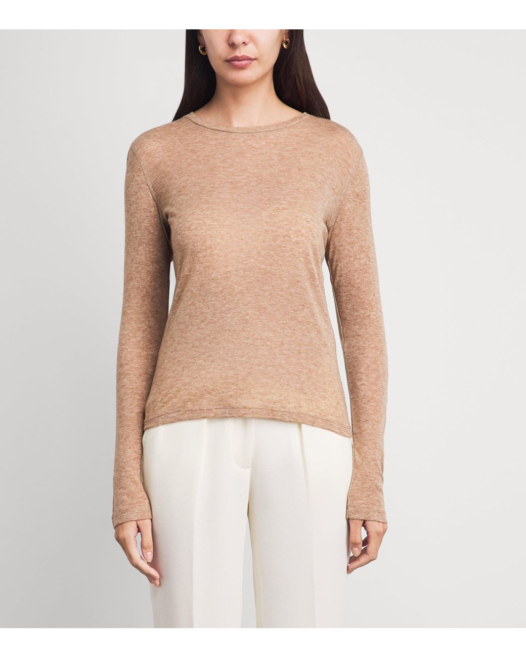 ME+EM Brown Crew-Neck Layering Top