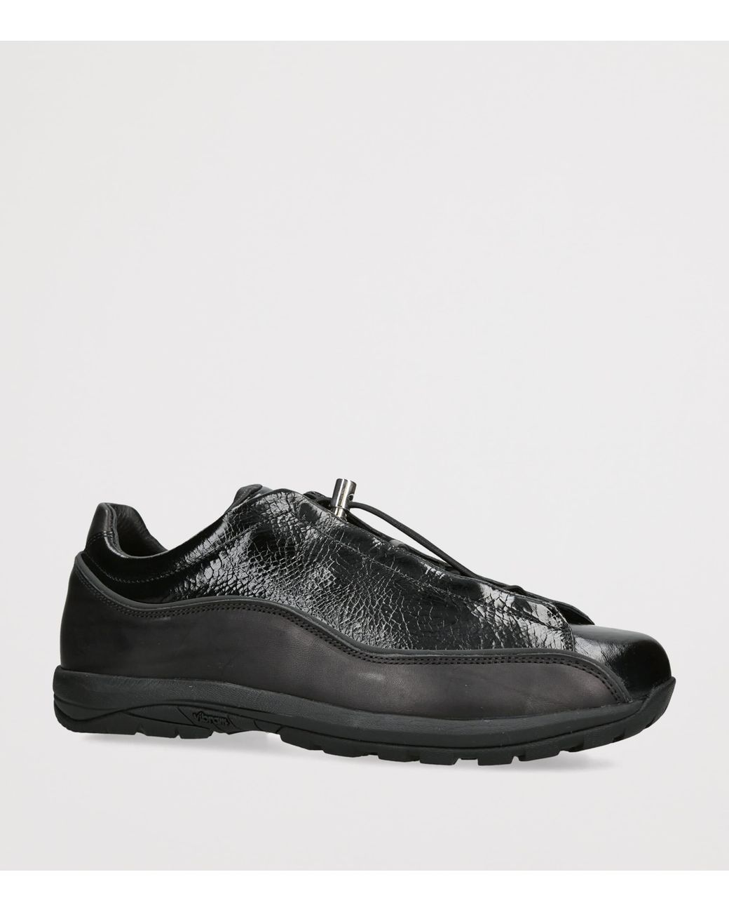 Diemme Black Crackled Leather Licata Sneakers for men