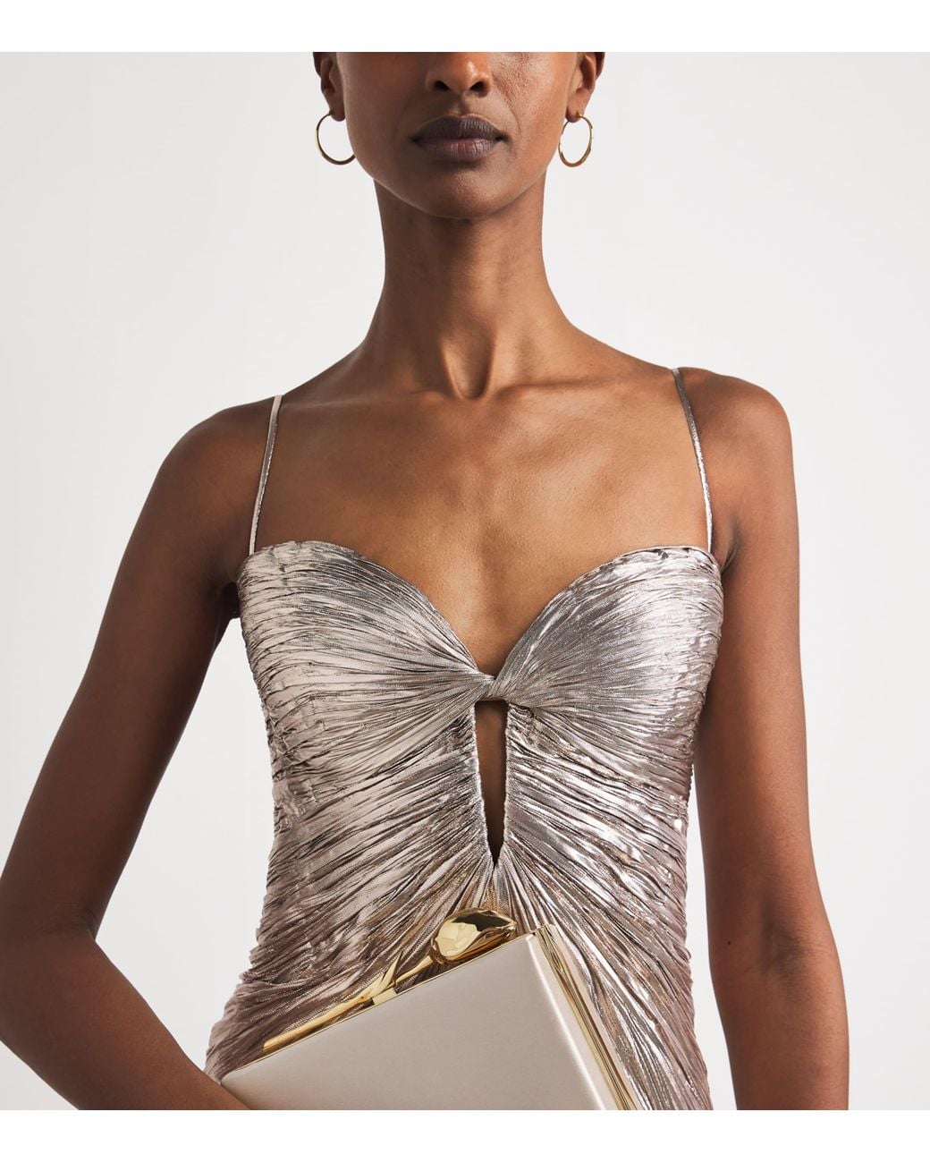 Maria Lucia Hohan Natural Metallic Silk Mirren Maxi Dress