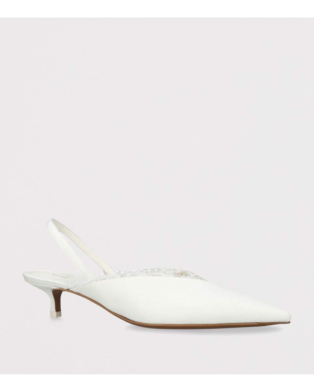 Neous White Crepe Lace-Trim Irena Slingback Pumps 40
