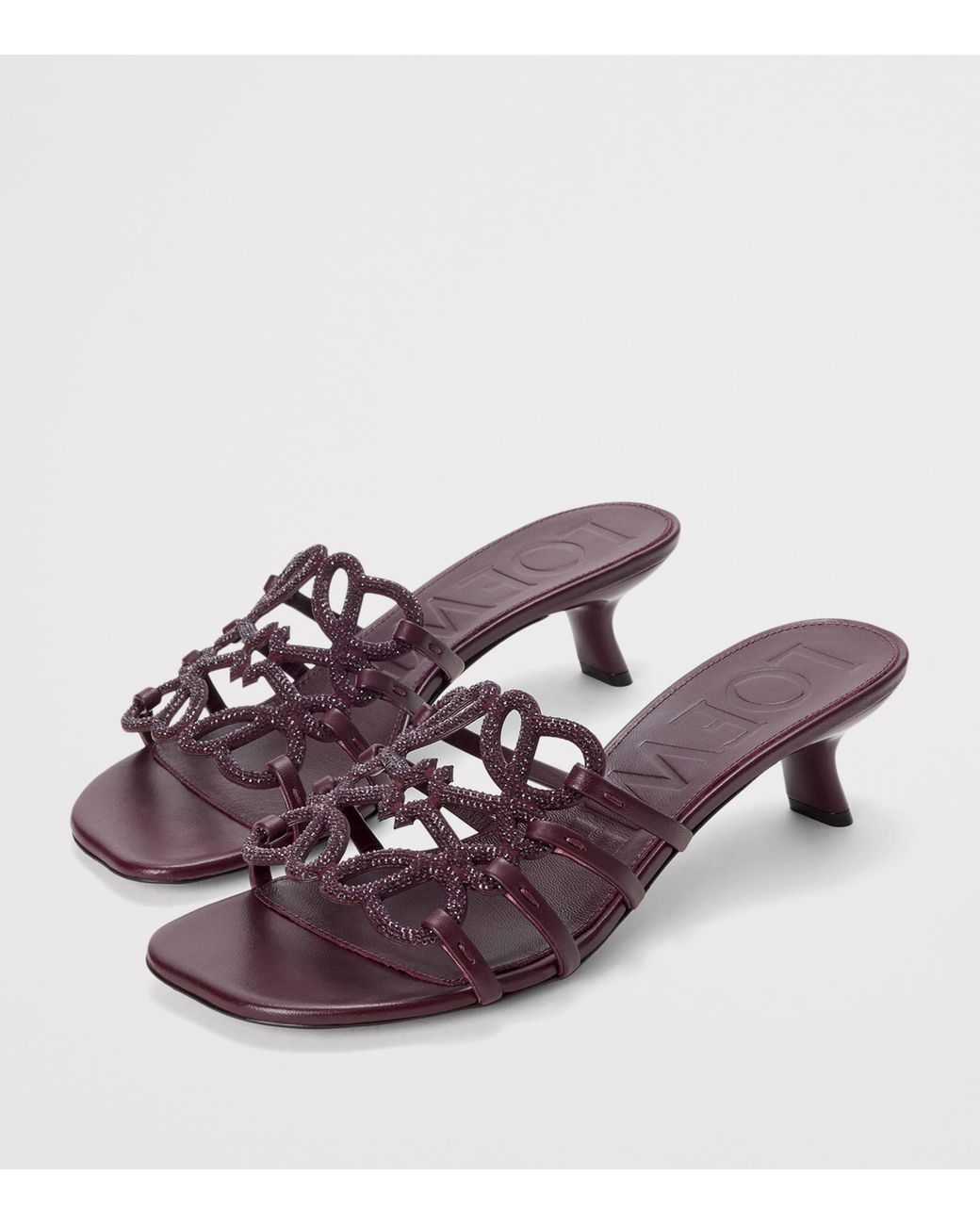 Loewe Brown Leather Embellished Petal Anagram Heeled Mules 45
