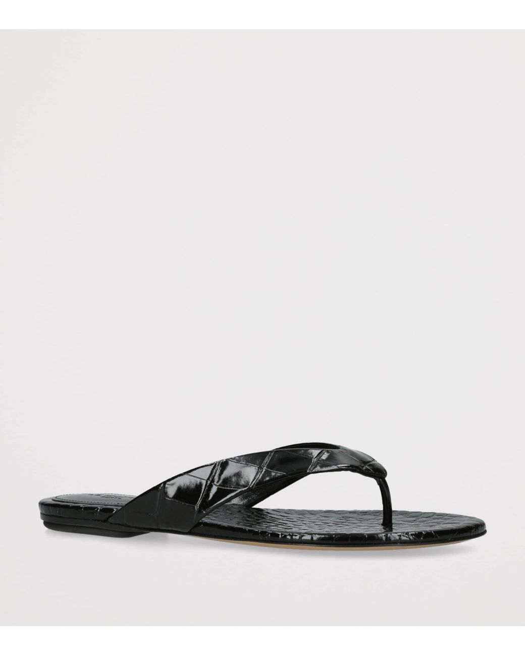 Le Monde Beryl Black Croc-Effect Leather Sandals