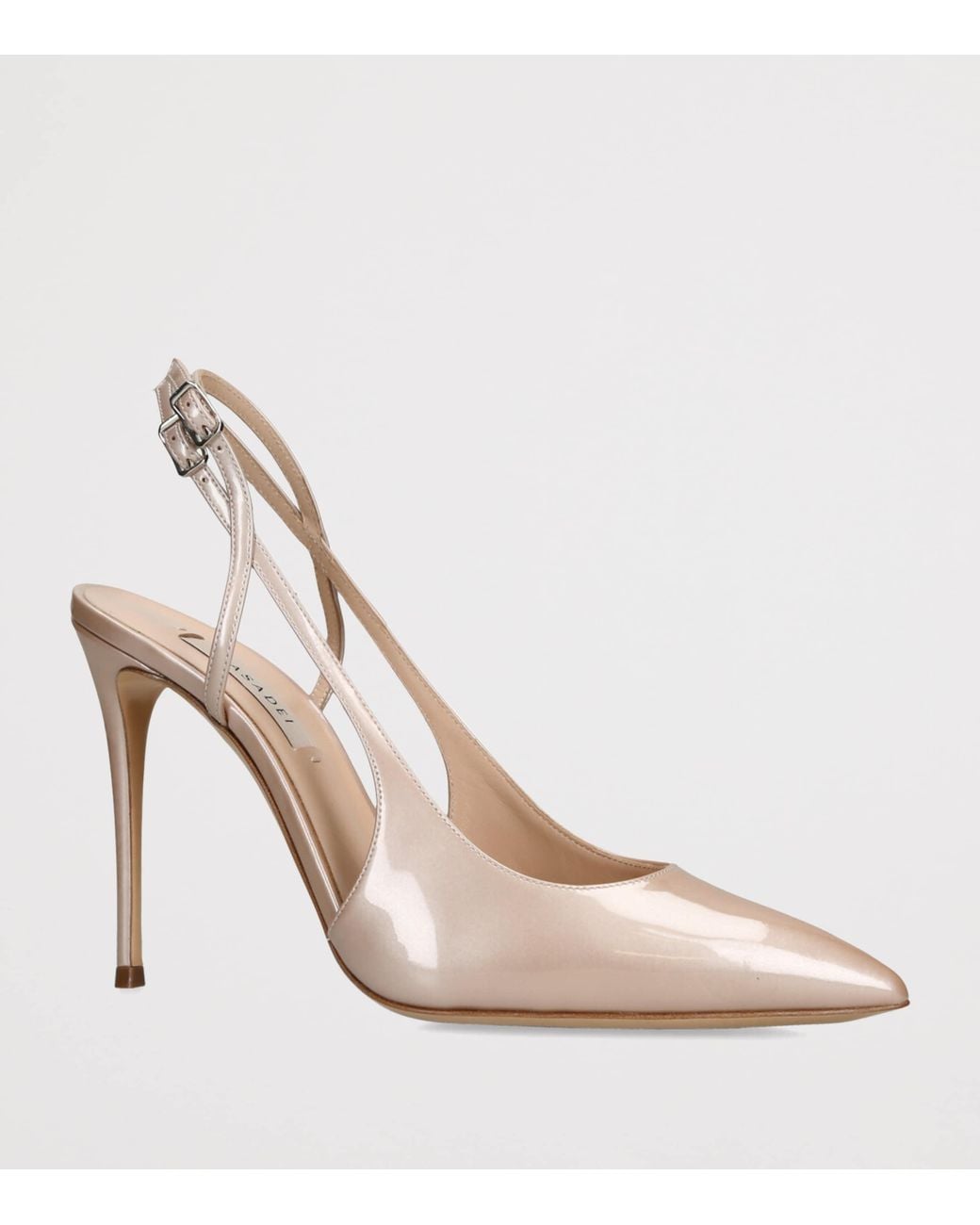 Casadei Metallic Patent Leather Julia Jolly Slingback Heels 100