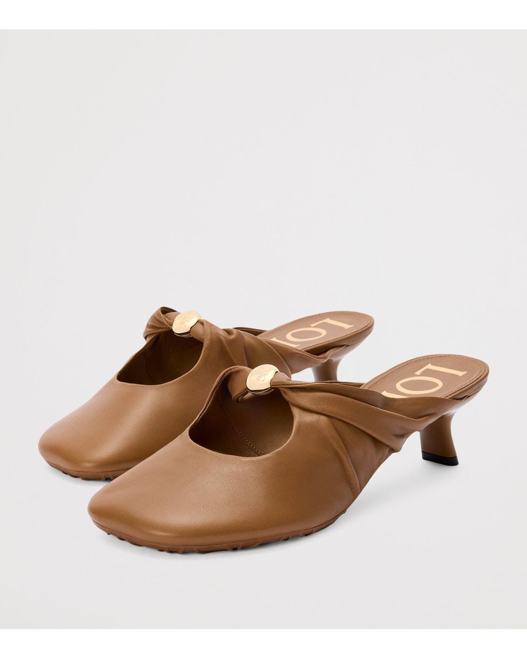 Loewe Brown Lambskin Pebble Soft Heeled Mules 45