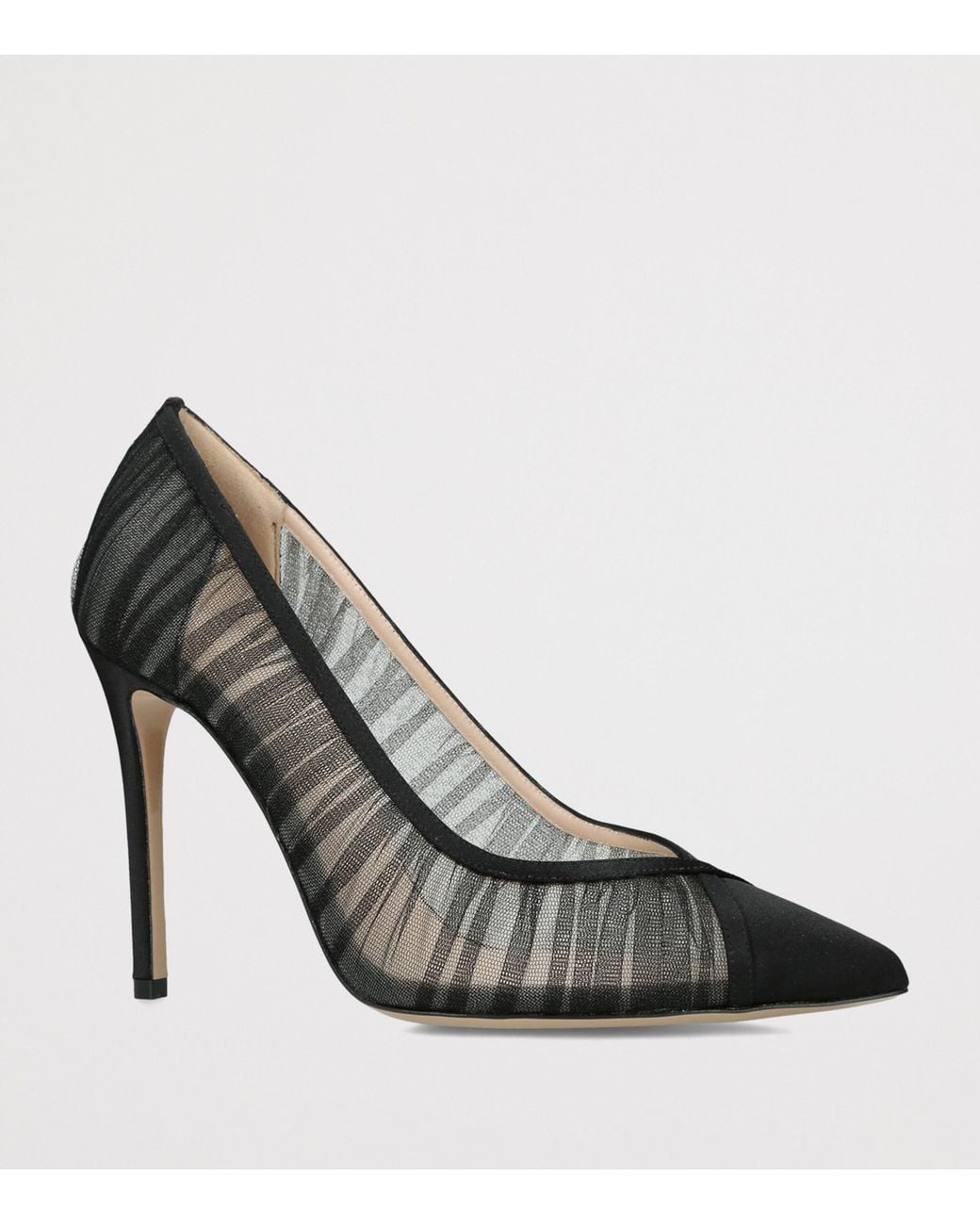Andrea Wazen Black Mesh Pleated Nora Pumps 105