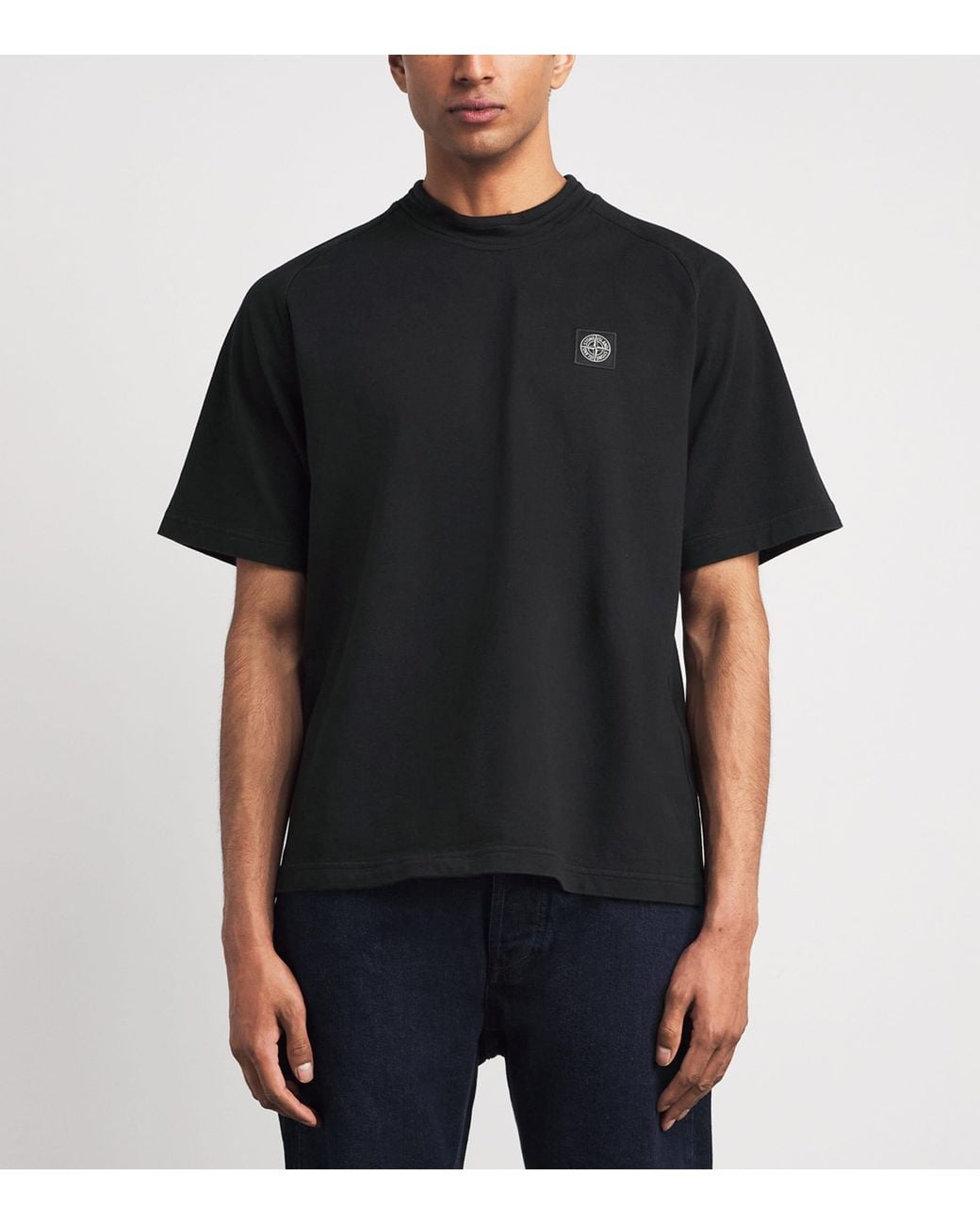 Stone Island Black Organic Cotton Old Effect T-Shirt for men