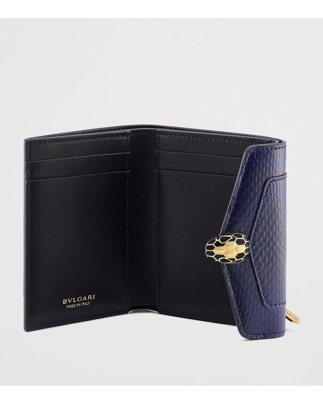 BVLGARI Blue Karung Leather Serpenti Forever Compact Wallet