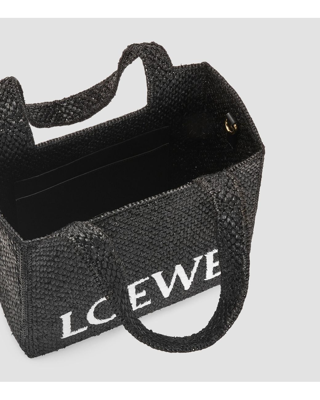 Loewe Black X Paula's Ibiza Medium Logo-Print Raffia-Blend Top-Handle Bag