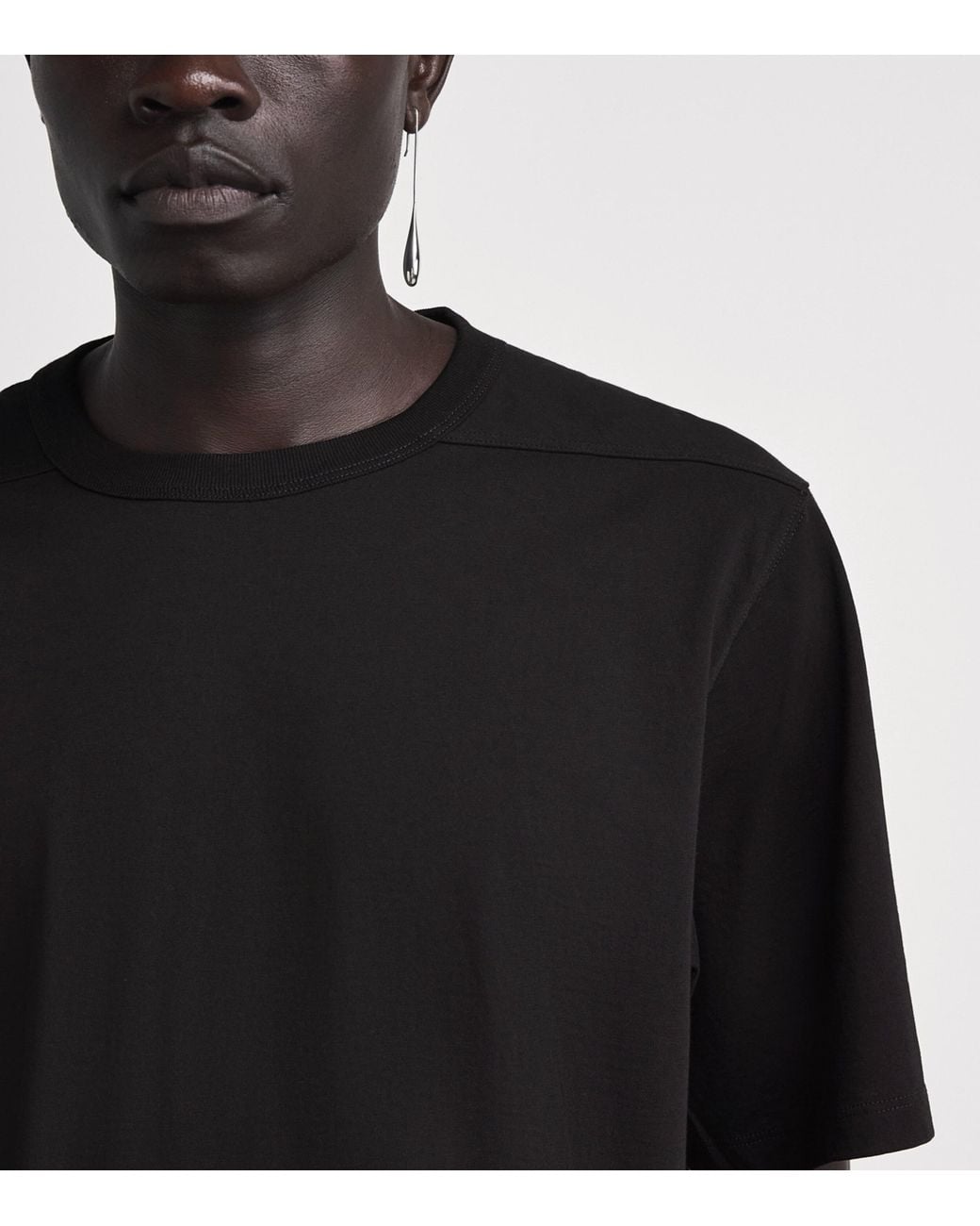 Rick Owens Black Cotton Jersey Brad T-Shirt for men