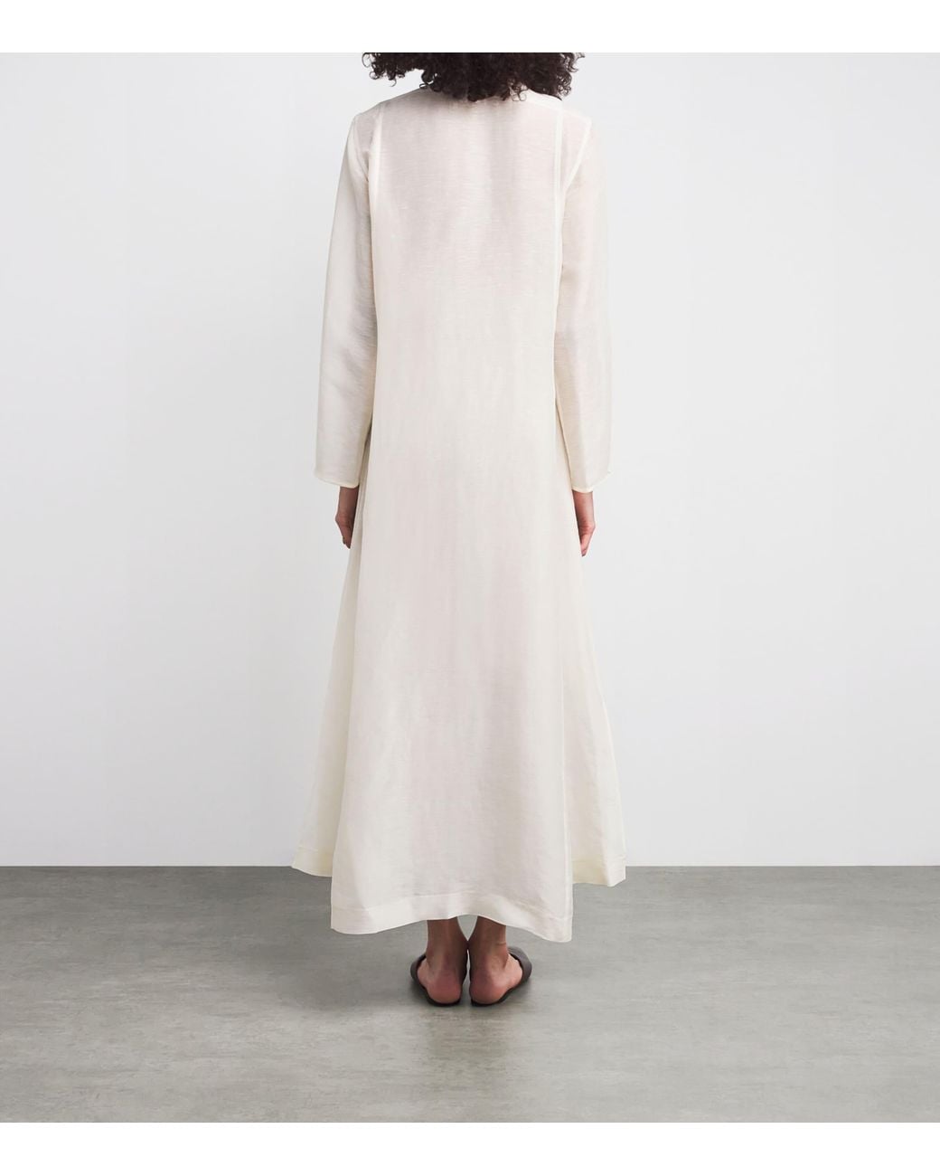 Tory Burch White Linen-Silk Pleated Midi Kaftan
