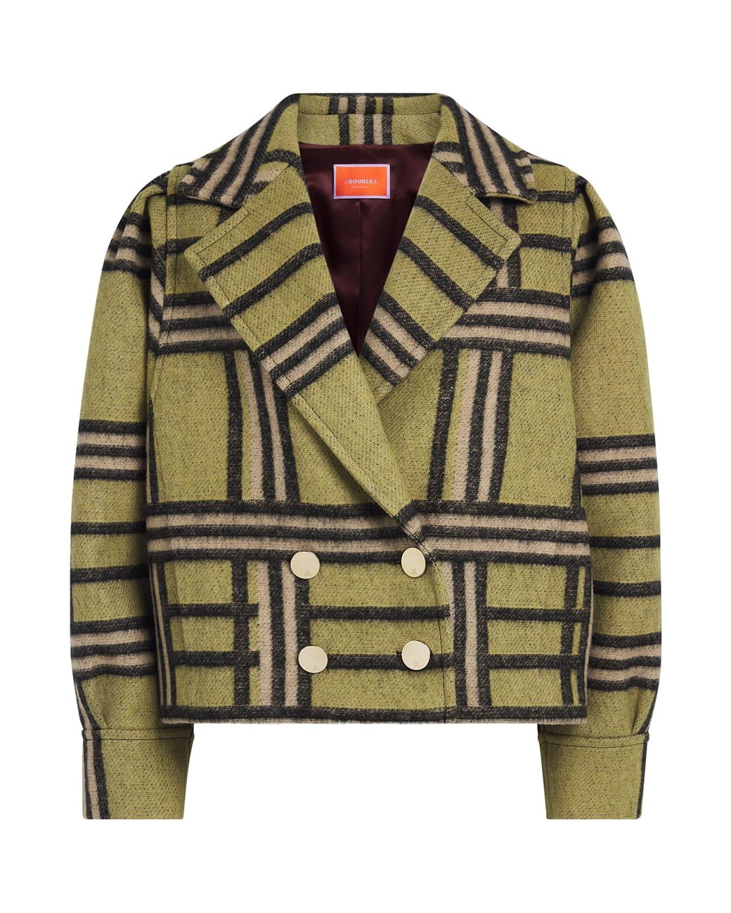 LaDoubleJ Green Virgin Wool Check Victoria Coat