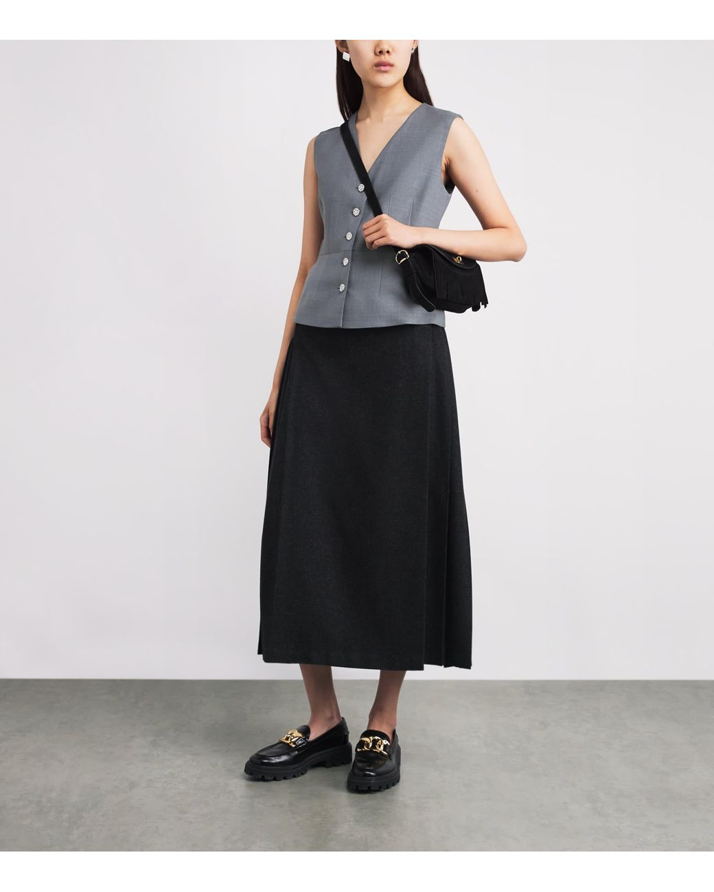 Maje Blue Wool-Blend Waistcoat