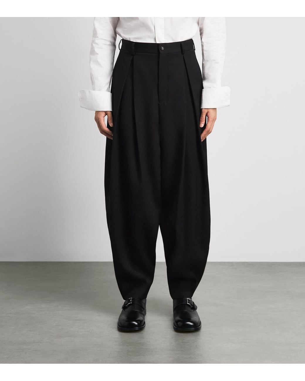 Comme des Garçons Black Wool Pleated Trousers for men