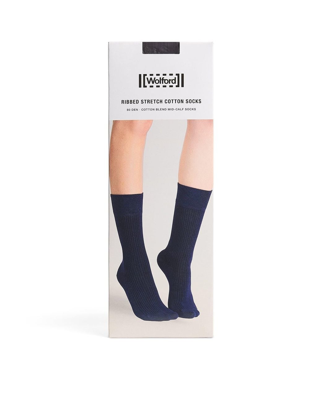 Wolford White Stretch-Cotton Ribbed Mid-Calf Socks
