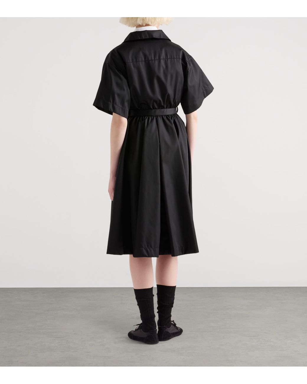 Prada Black Short-Sleeved Re-Nylon Midi-Dress