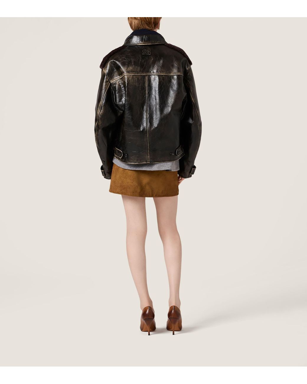 Miu Miu Brown Waxed Suede Mini Skirt