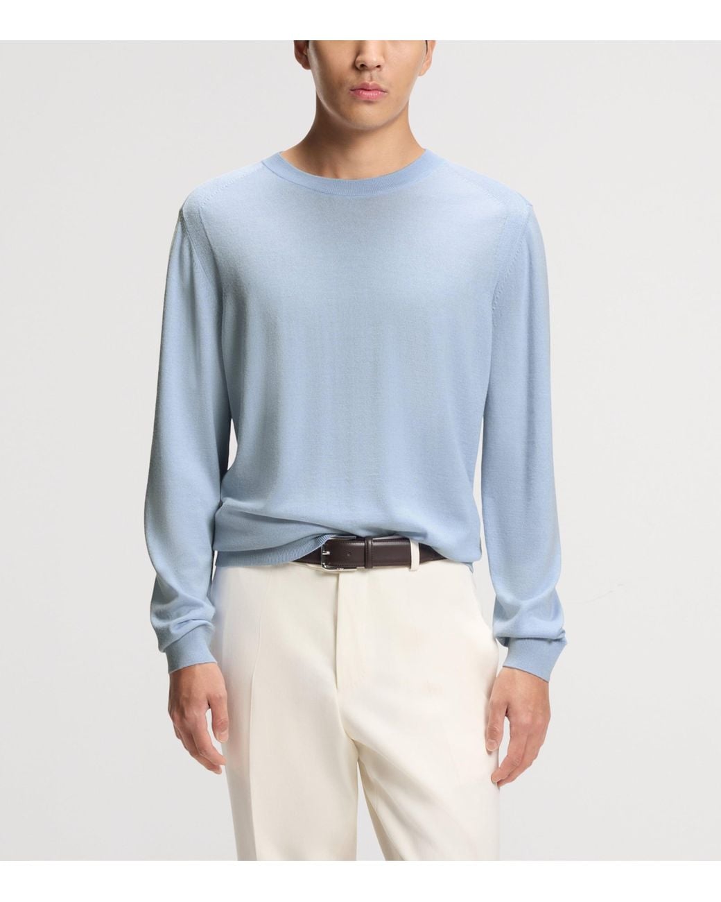 Boss Blue Wool-Silk-Cashmere Sweater for men