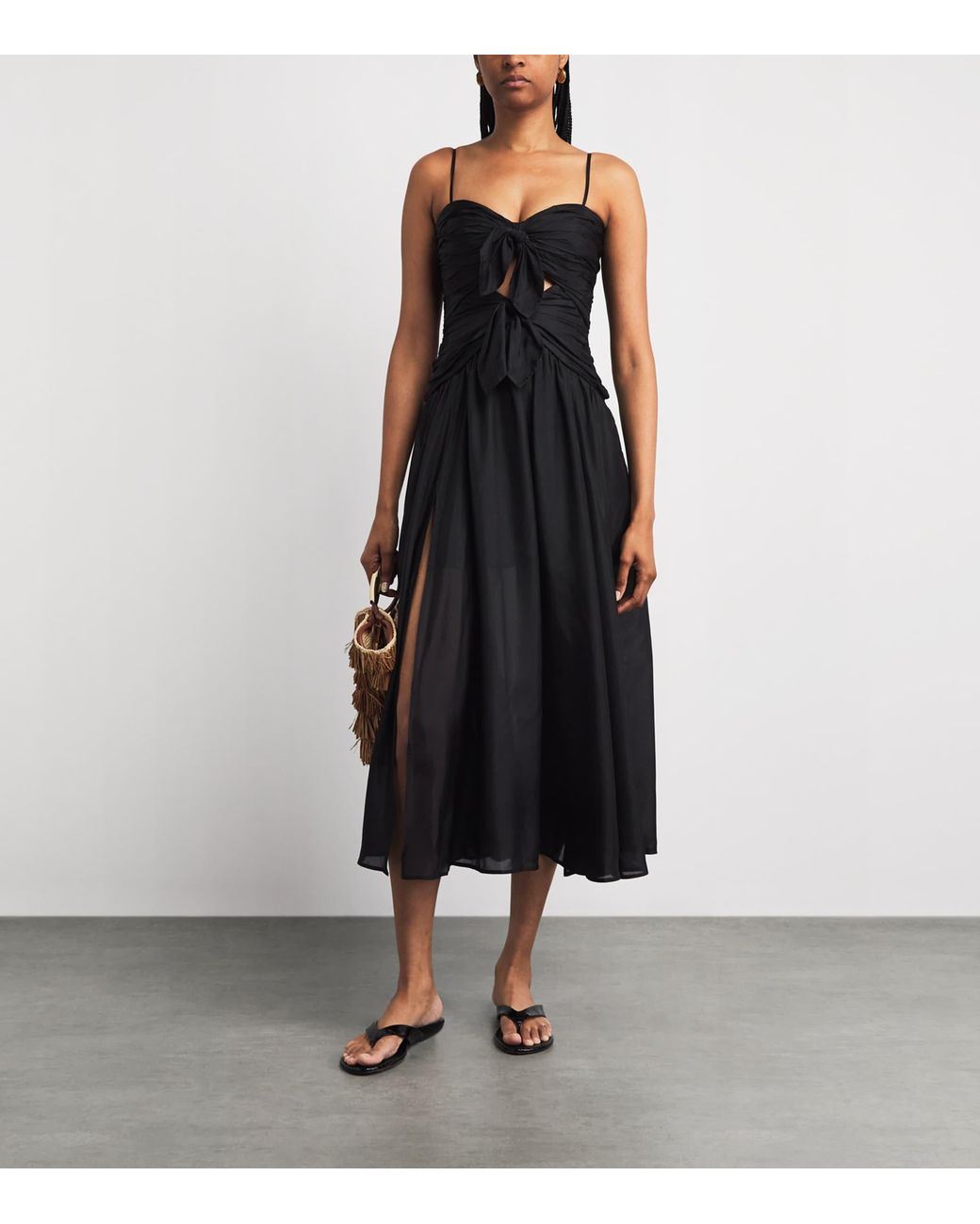 Zimmermann Black Silk Aster Midi Dress