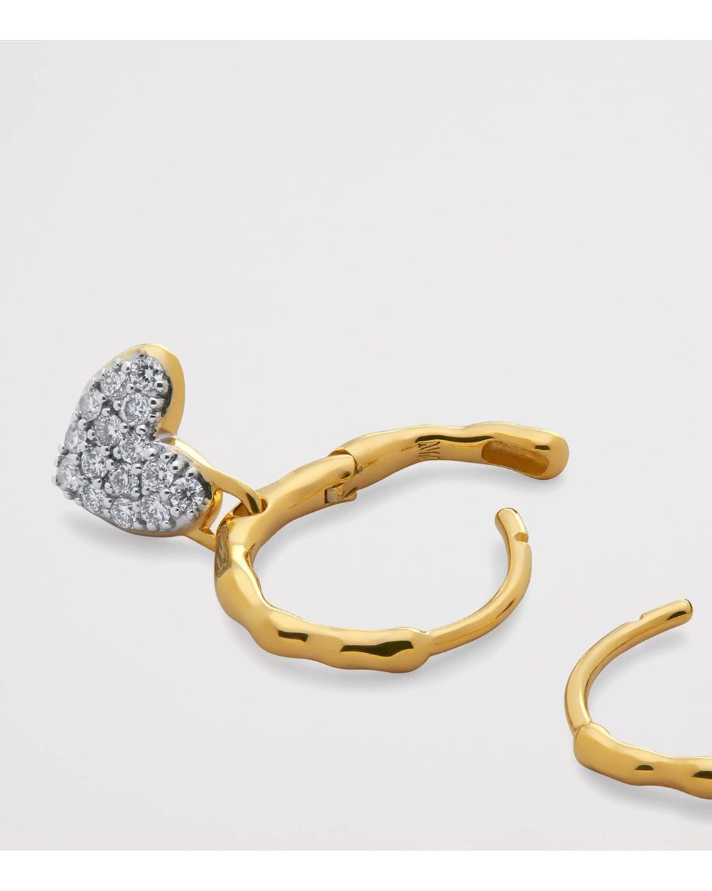 Monica Vinader Metallic Mini Vermeil And Diamond Heart Huggie Earrings
