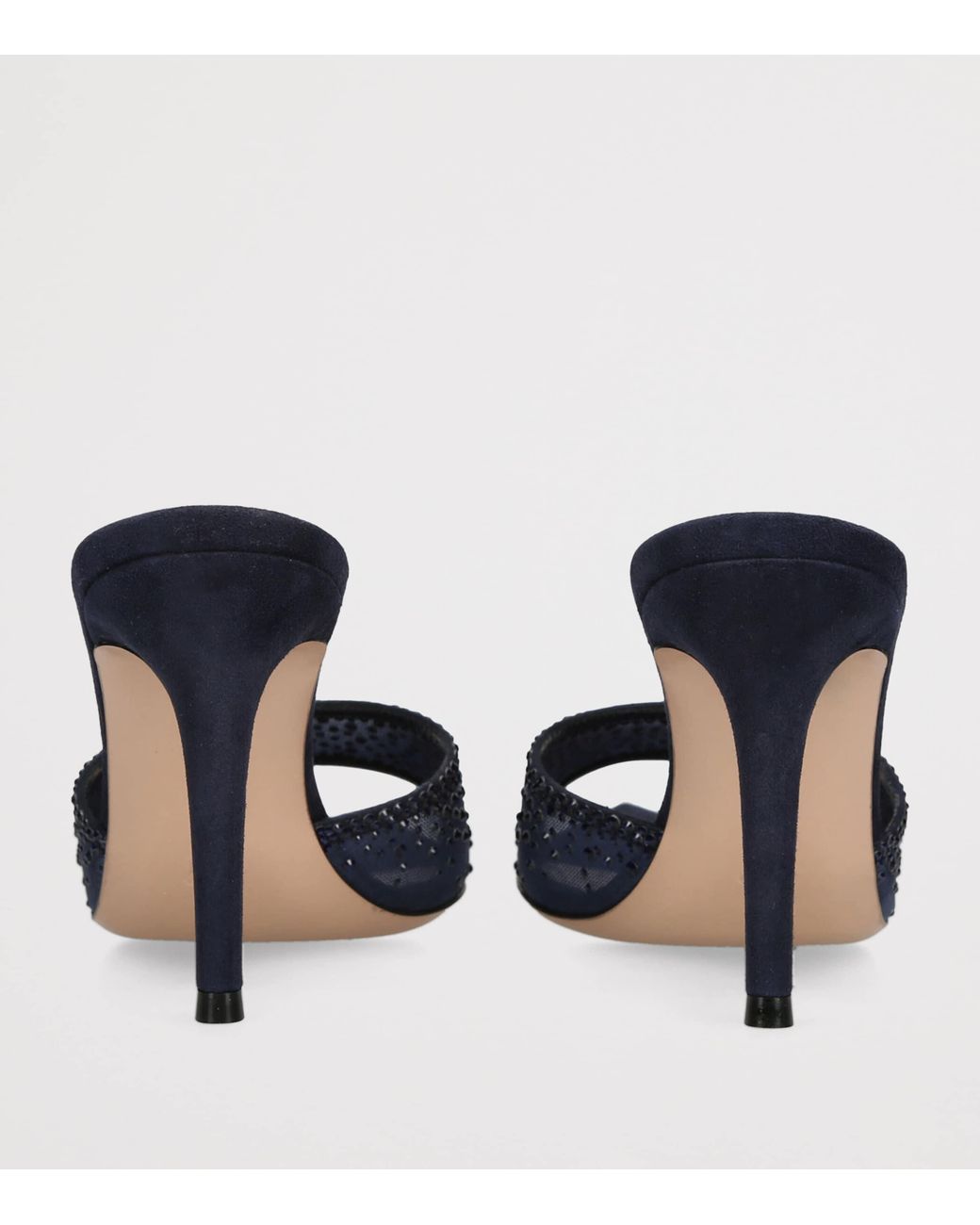Gianvito Rossi Blue Suede Embellished Rania Mules 85