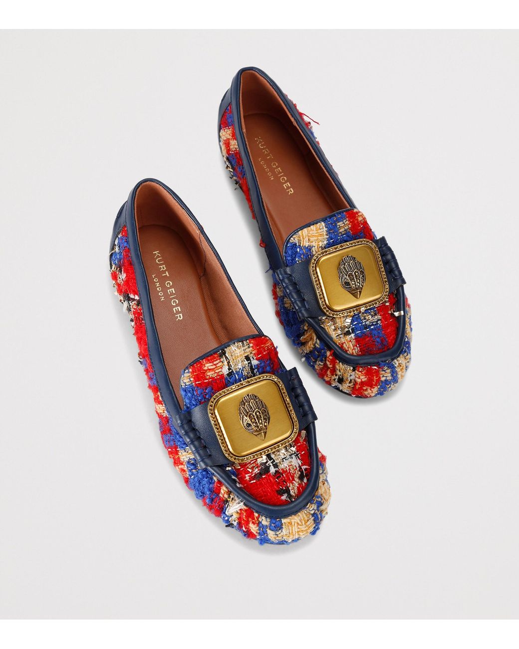 Kurt Geiger Blue Tweed Pimlico Moccasins