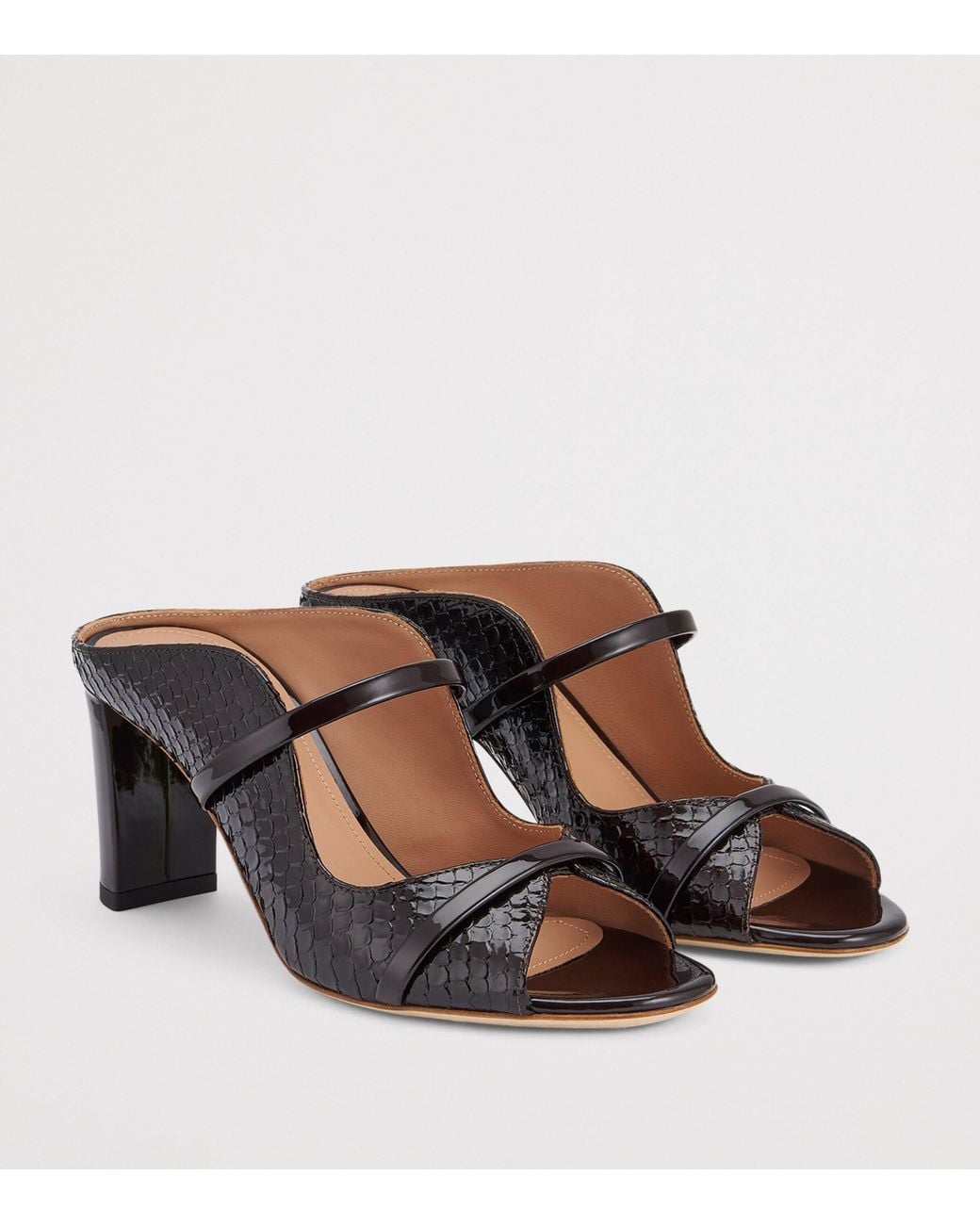 Malone Souliers Black Patent Leather Norah Heeled Sandals 70