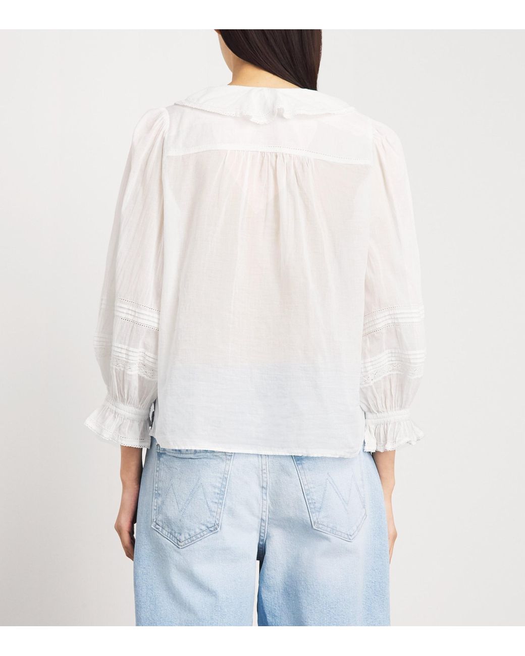 ME+EM White Cotton Voile Ruffle Blouse