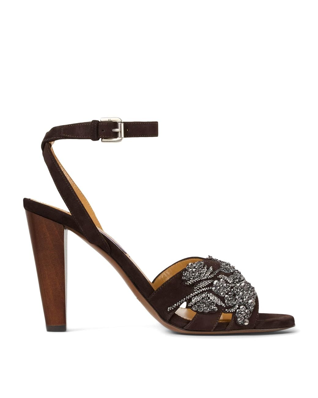 Ralph Lauren Black Suede Ryne Heeled Sandals 95