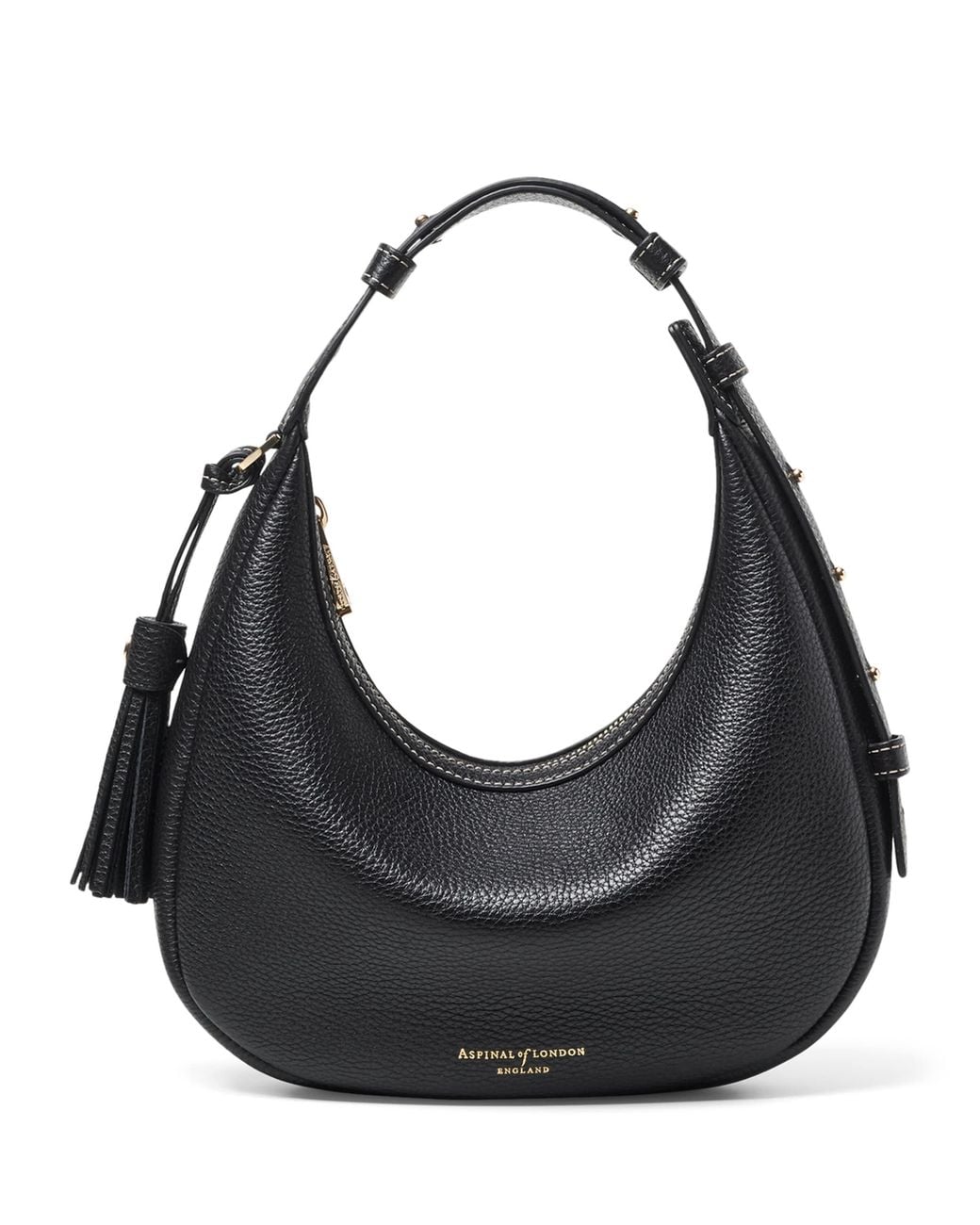 Aspinal Black Mini Soho Crescent Shoulder Bag