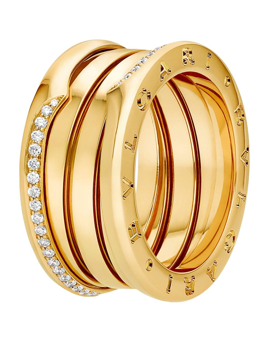 BVLGARI Metallic And Diamond B.Zero1 Three-Band Ring