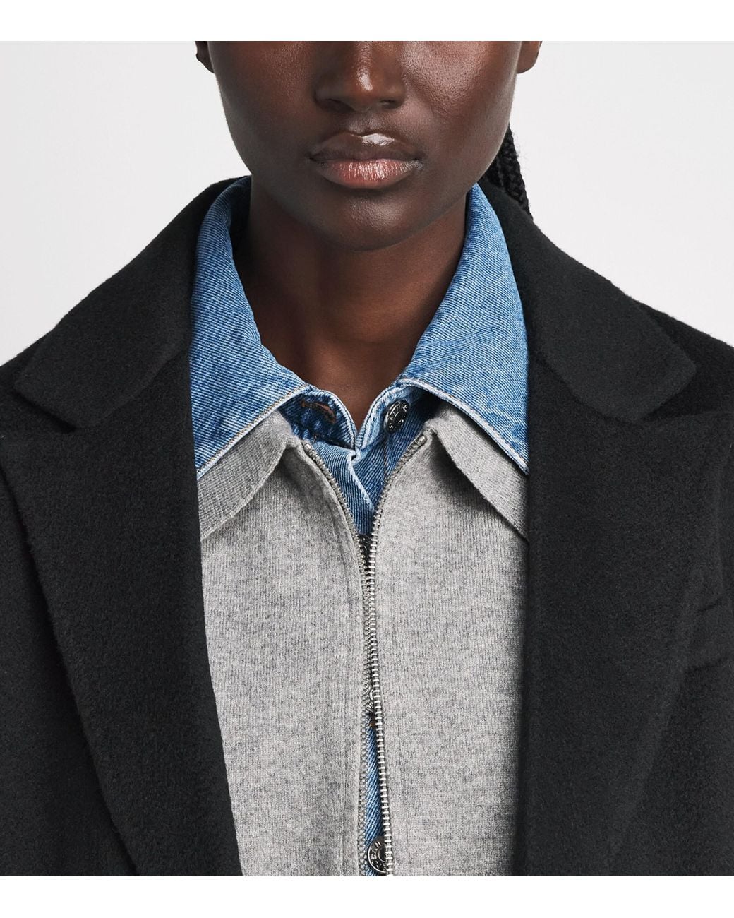 Sandro Black Wool Longline Coat