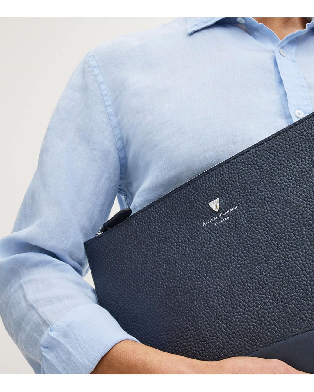 Aspinal Blue Leather Mount Street Laptop Case