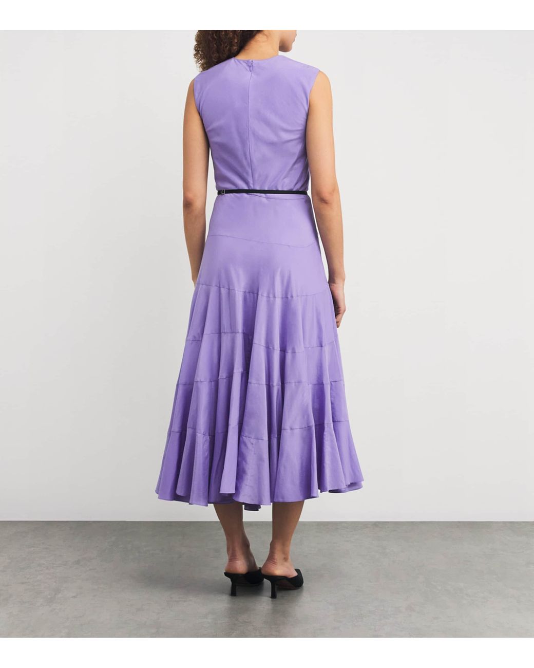 tory burch flared cotton silk dress Tory Burch Purple Cotton-Silk Flared Midi Dress