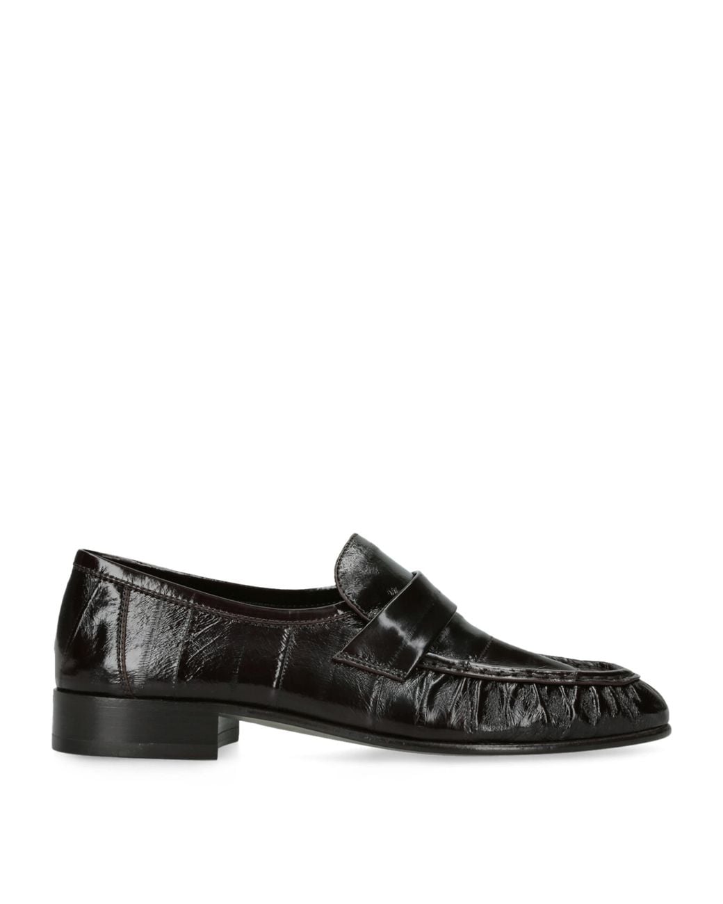 The Row Black Soft Eel Loafers