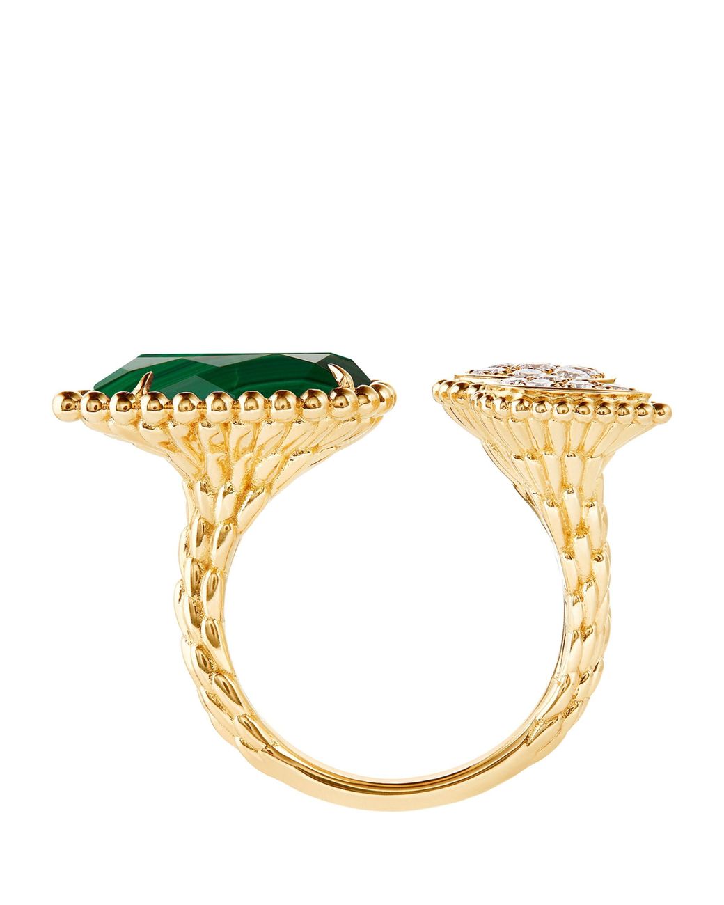 Boucheron Metallic Malachite And Diamond Serpent Bohème Ring