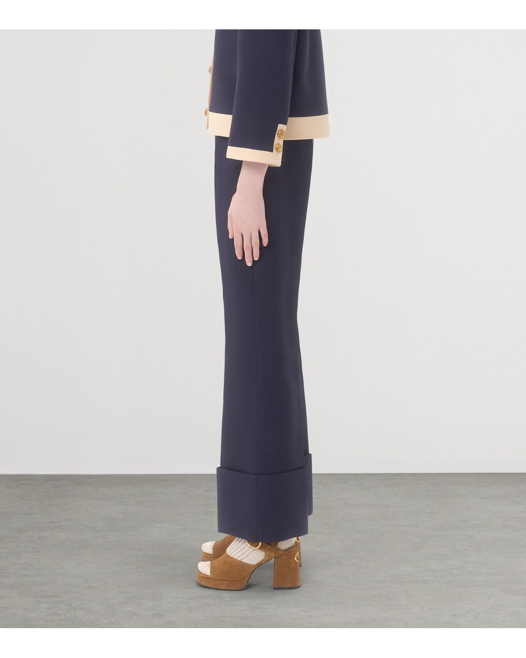 Valentino Blue Wool-Silk Flared Trousers
