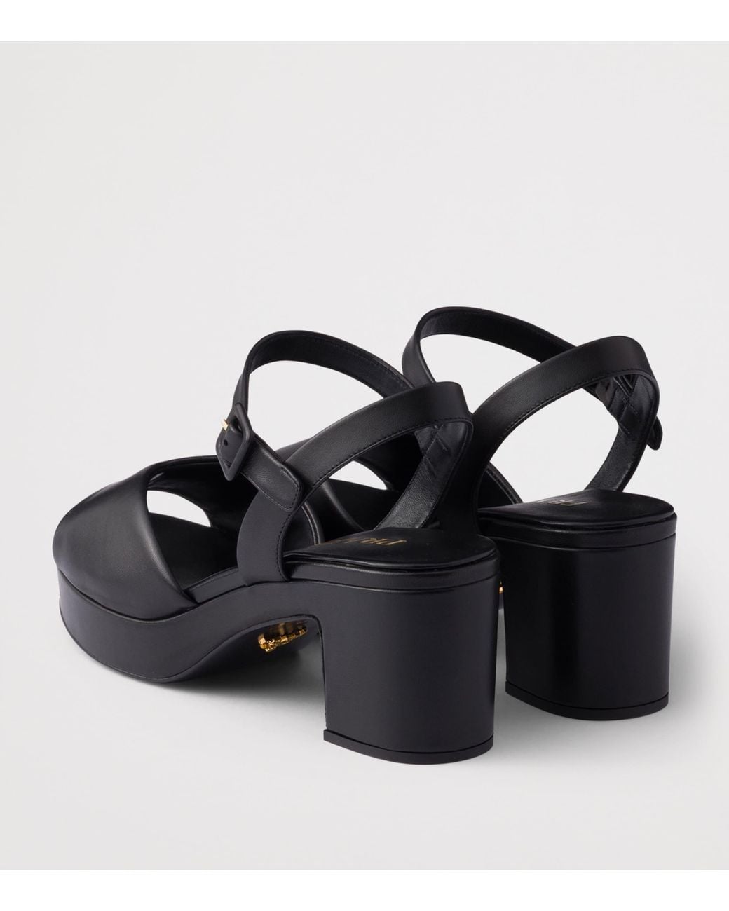 Prada Black Leather Padded Heeled Sandals 65