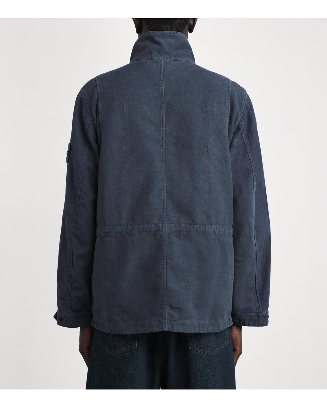 Stone Island Blue Linen-Blend Ghost Field Jacket for men
