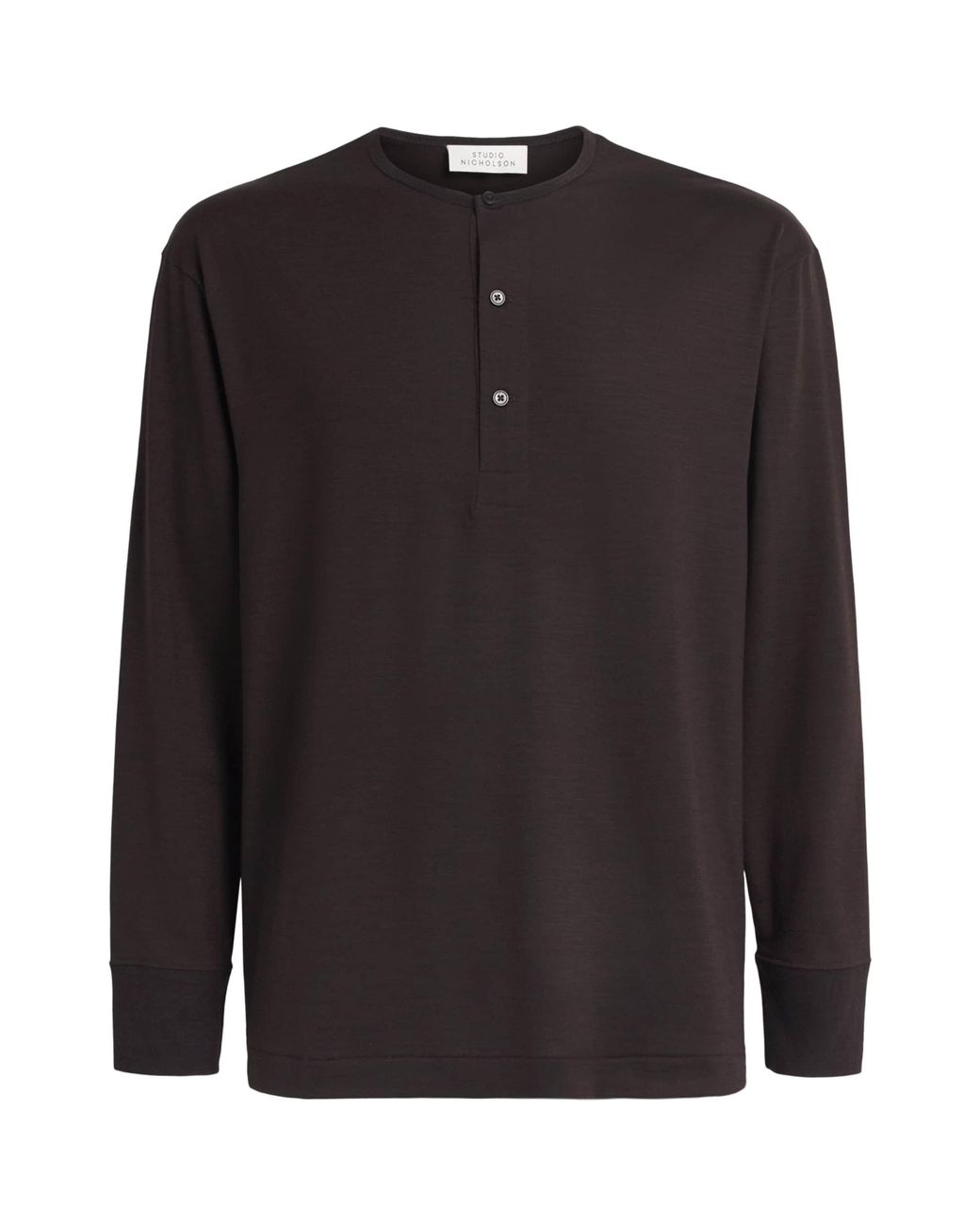 Studio Nicholson Black Wool Henley T-Shirt for men