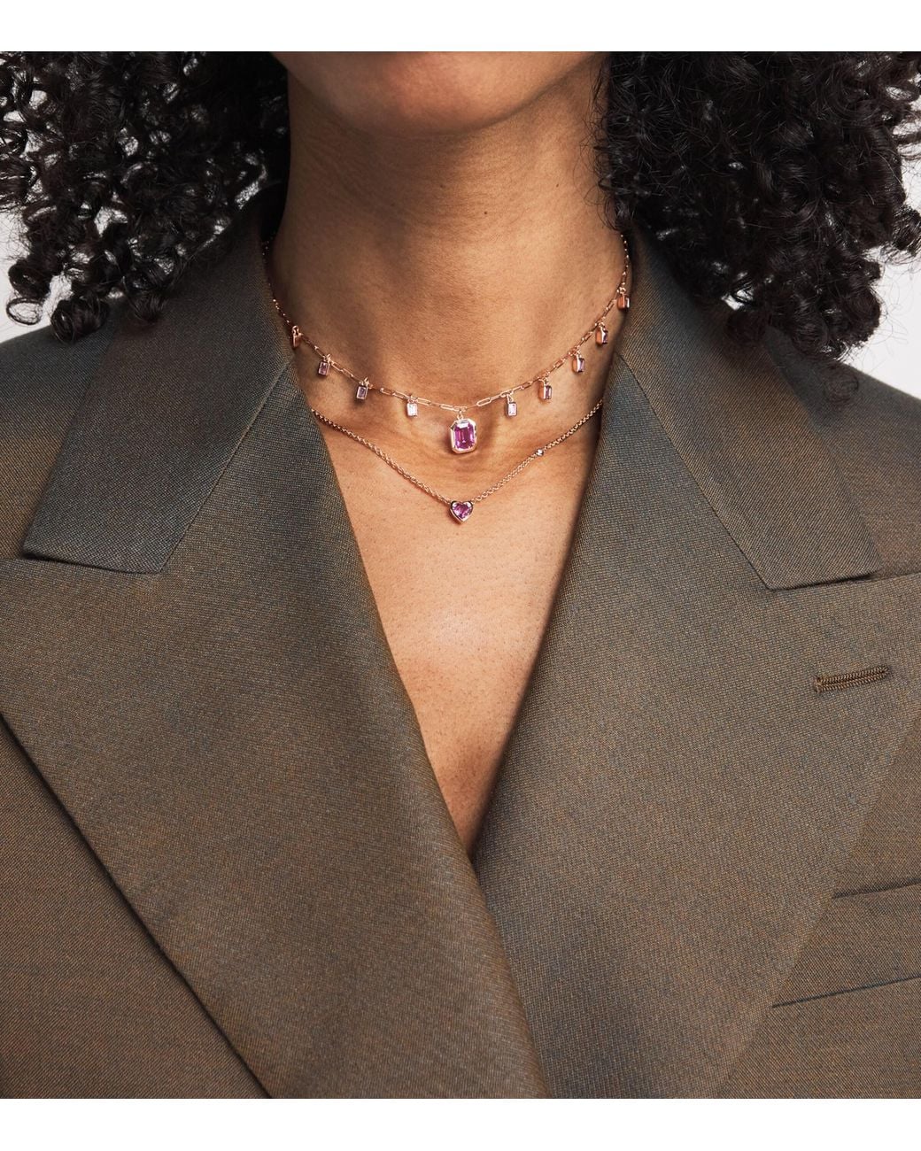 SHAY Metallic Sapphire And Diamond Heart Necklace