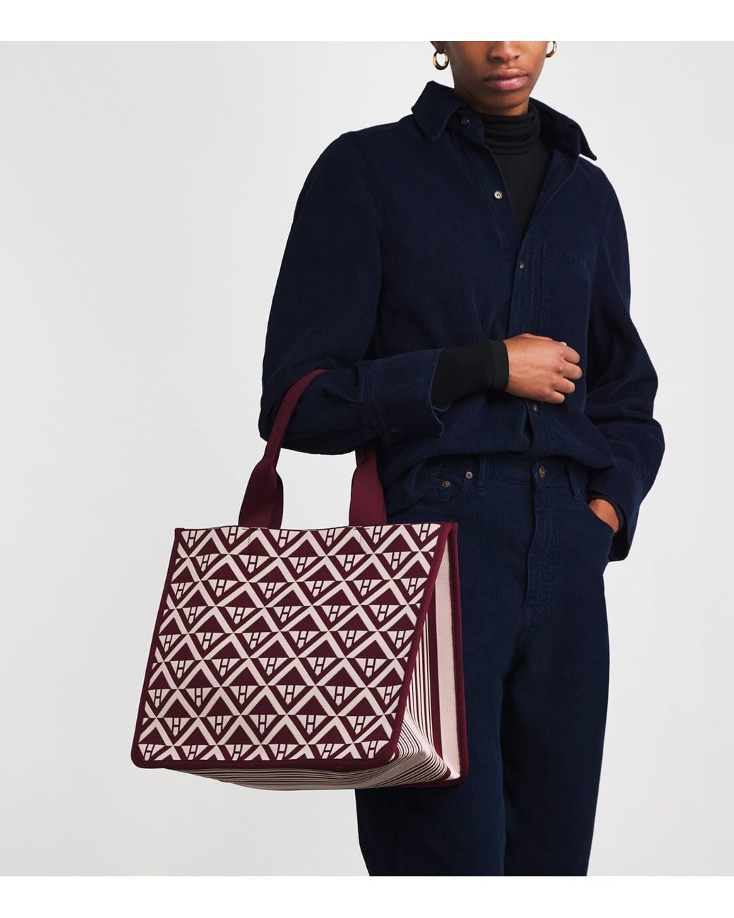 Harrods Red Medium Geometric Tote Bag