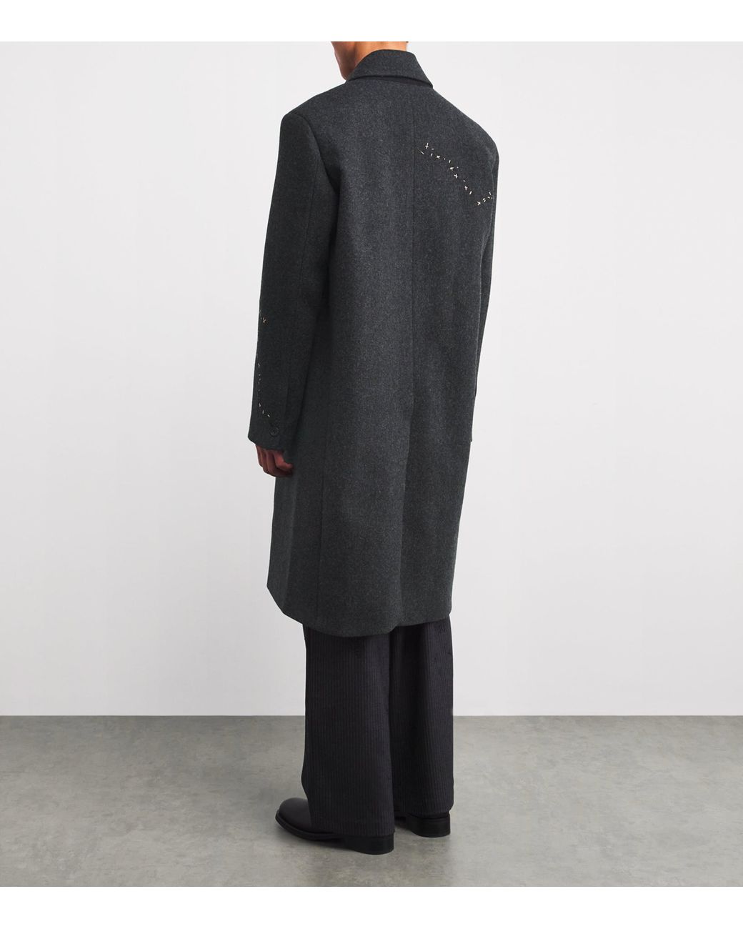 DOMREBEL Gray Wool Exposed Stitching Overcoat for men