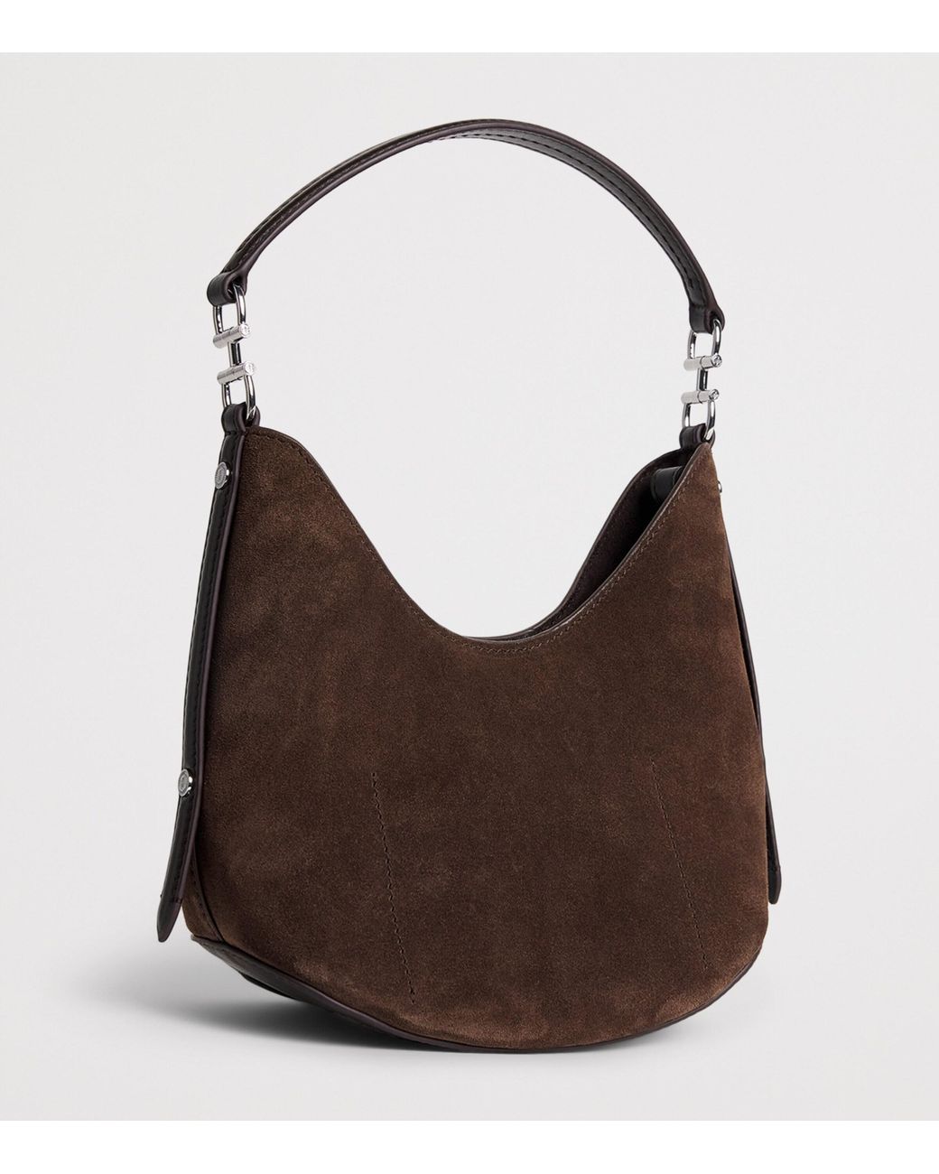 Harrods Brown Small Suede Penny Shoulder Bag
