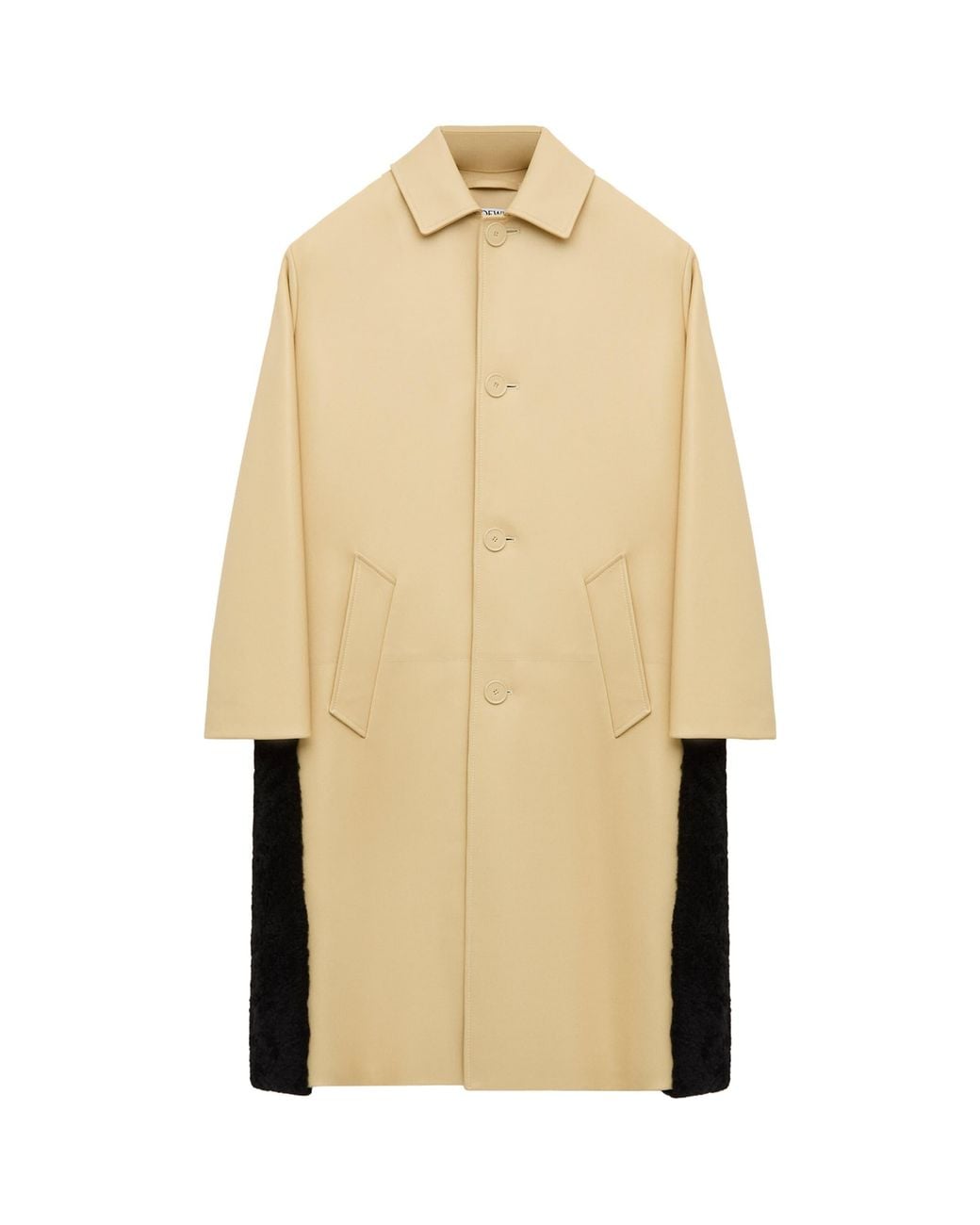 Loewe Natural Nappa Lambskin Shearling-Trim Coat