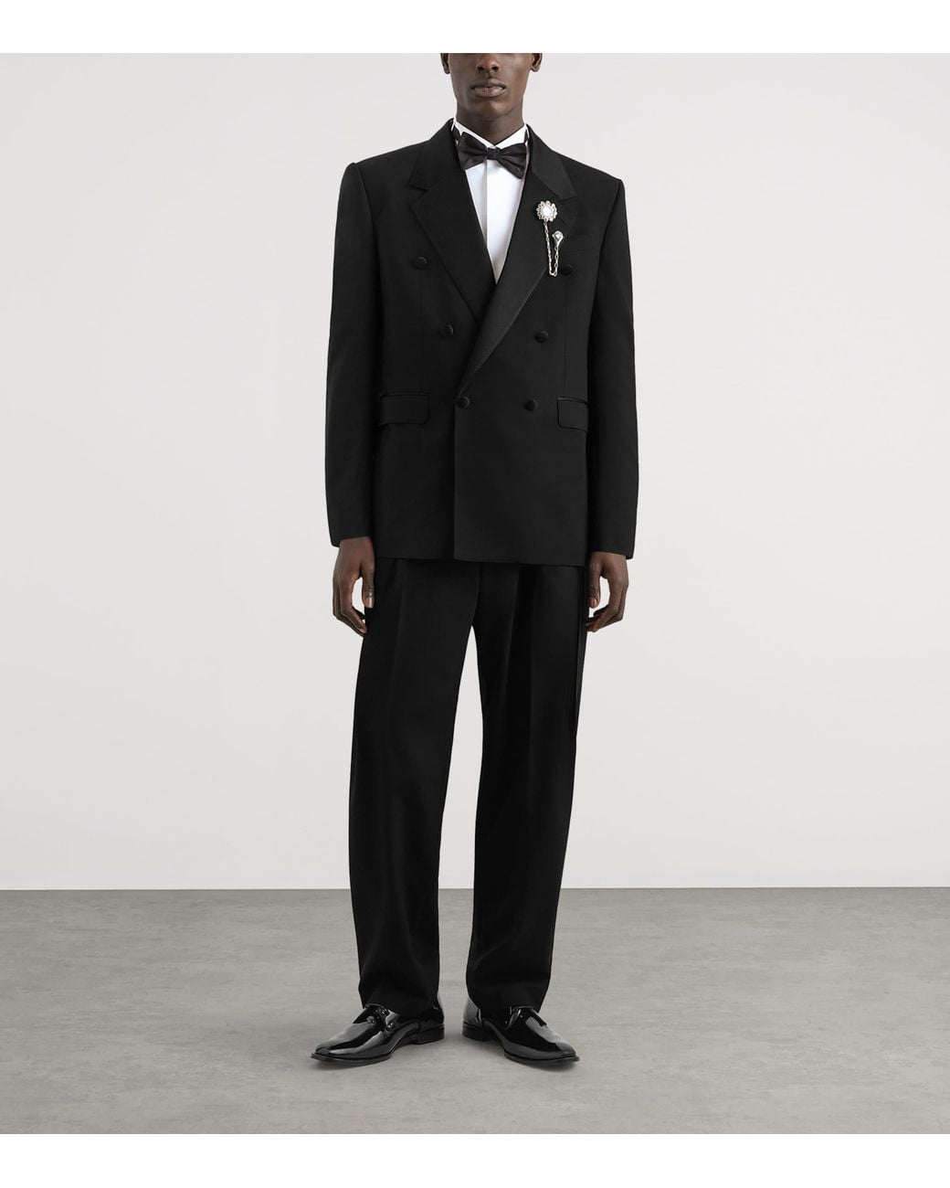 Dolce & Gabbana Black Virgin Wool-Silk Double-Breasted Blazer for men