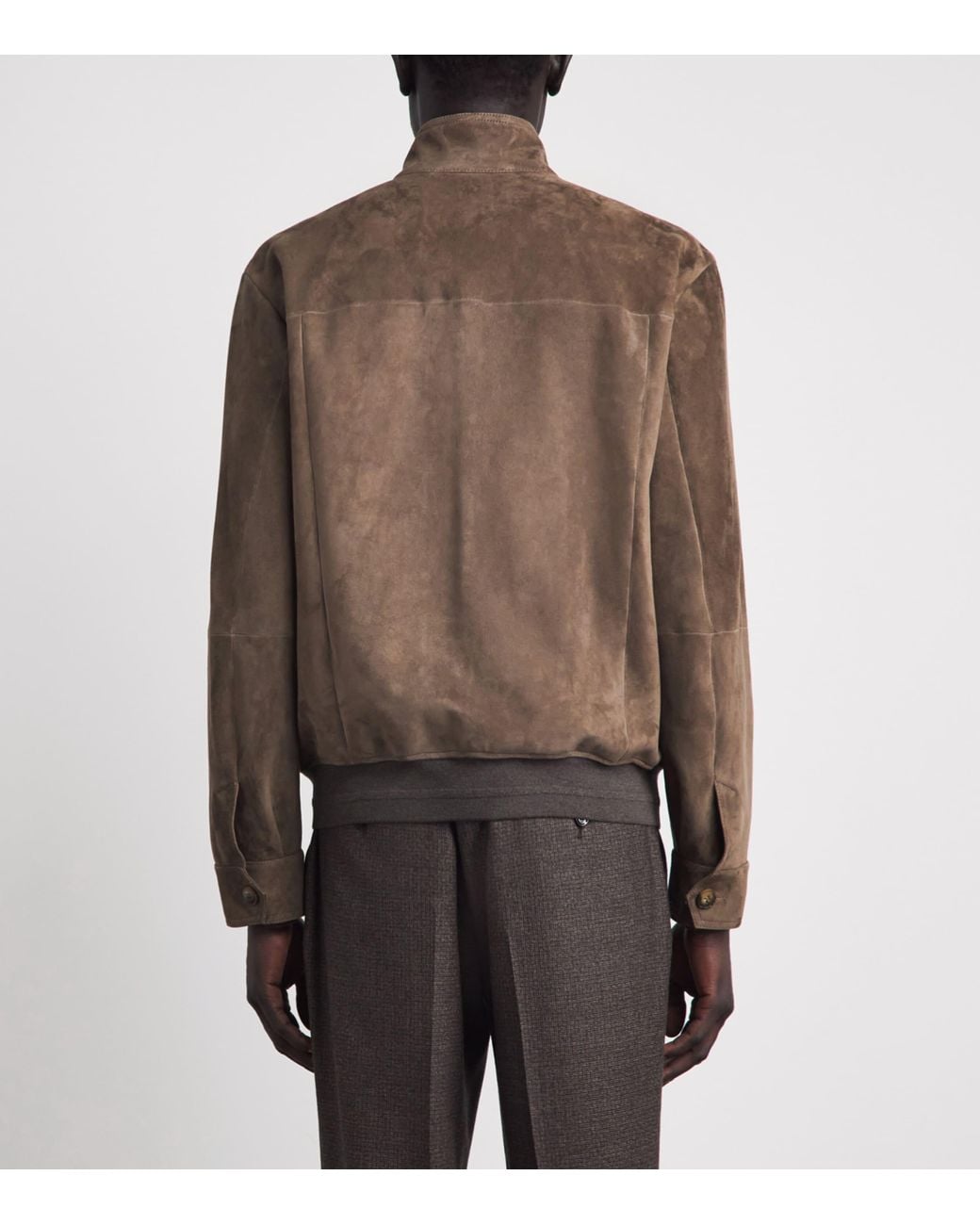 Canali Brown Lamb Suede Bomber Jacket for men