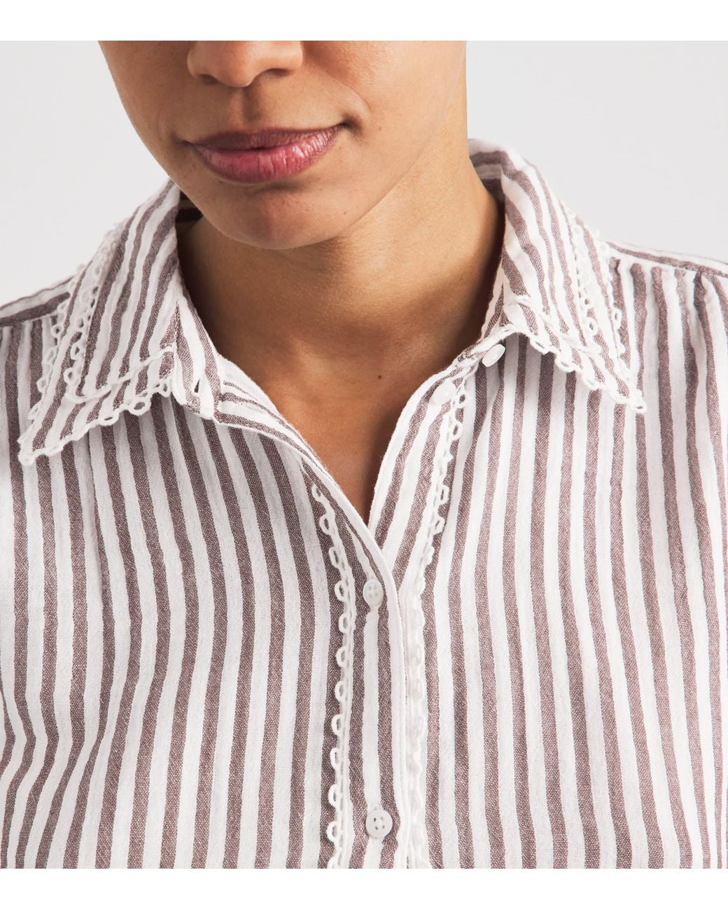ME+EM White Embroidered Stripe Shirt